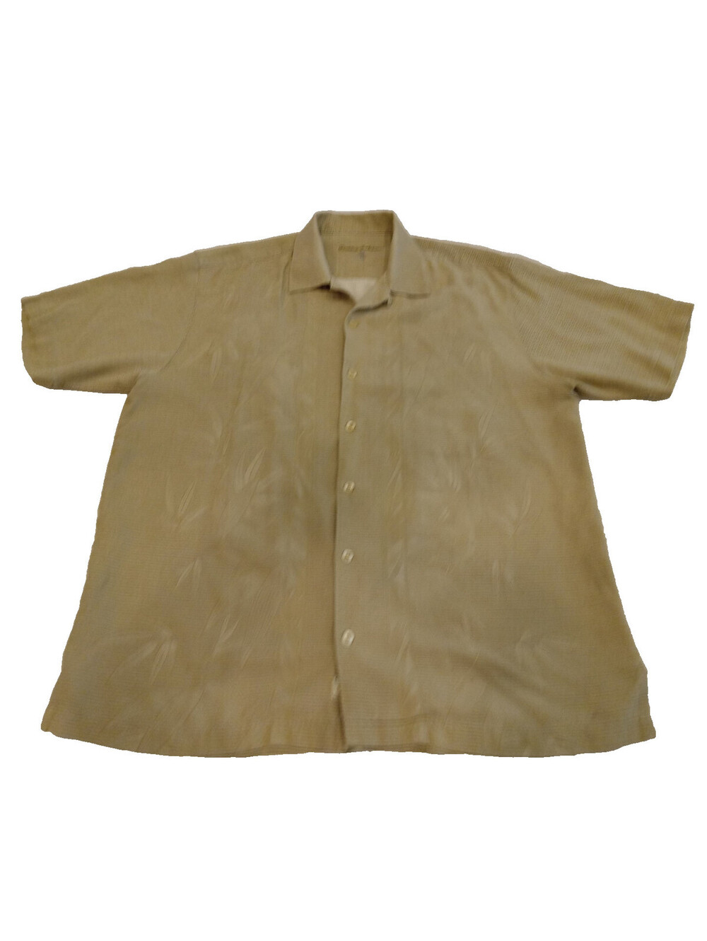 Tommy Bahama Shirt Mens Large Beige Palm Leaf Jacquard Silk Camp Button Up L